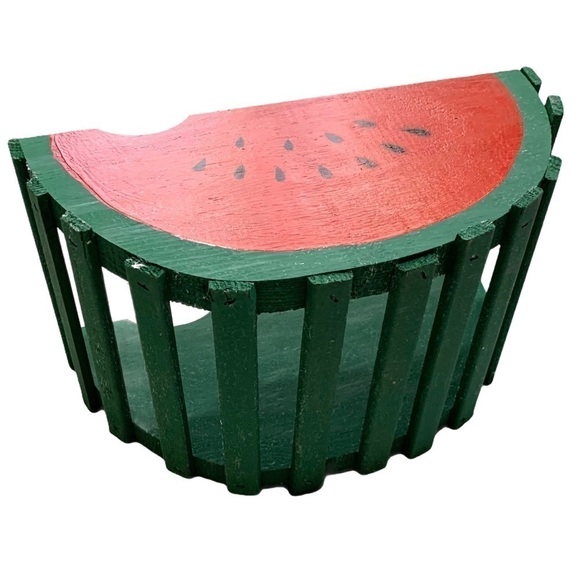 Vintage Handcrafted Watermelon Slice Wooden Basket - Picture 4 of 11